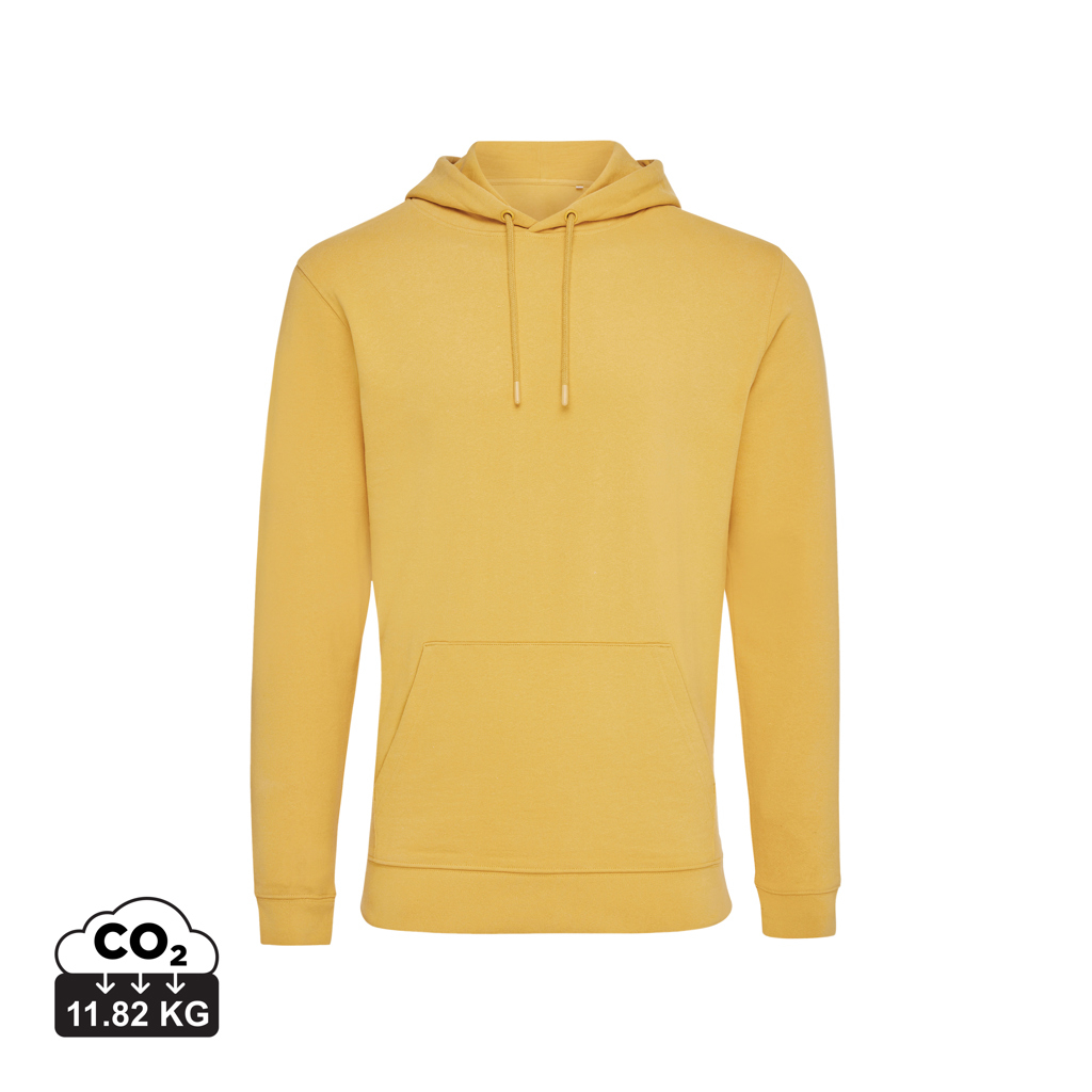Sweat capuche unisexe publicitaire coton recyclé 340g Iqoniq Jasper ochre yellow